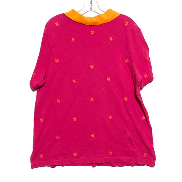 Quacker Factory Starfish Polo Shirt Women Plus 1X Vacation Beachy Cruise Island - Picture 3 of 7